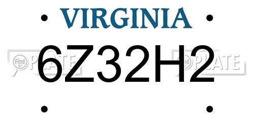 6Z32H2 Virginia License Plate