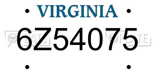 6Z54075 Virginia License Plate