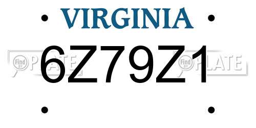 6Z79Z1 Virginia License Plate