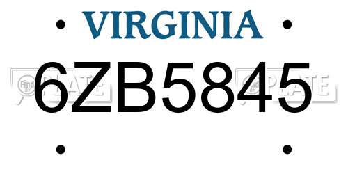 6ZB5845 Virginia License Plate