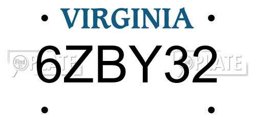 6ZBY32 Virginia License Plate
