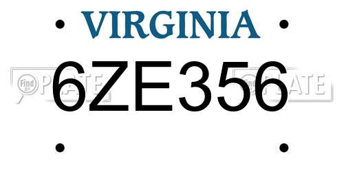 6ZE356 Virginia License Plate