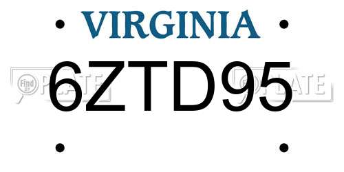 6ZTD95 Virginia License Plate