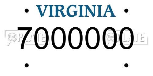 7000000 Virginia License Plate