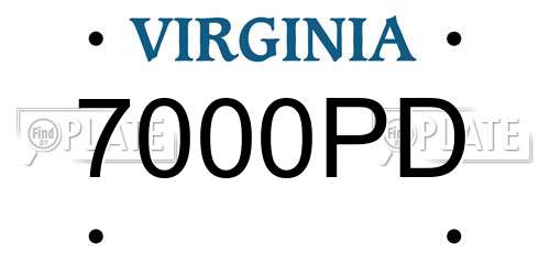 7000PD Virginia License Plate