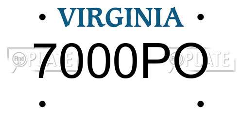 7000PO Virginia License Plate