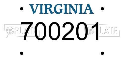 700201 Virginia License Plate