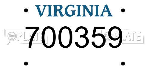 700359 Virginia License Plate