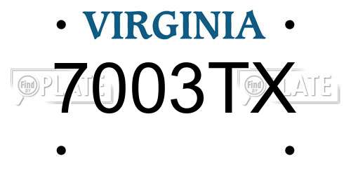 7003TX Virginia License Plate