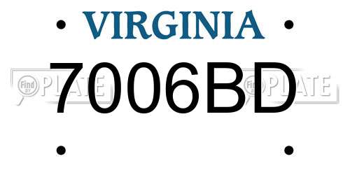 7006BD Virginia License Plate