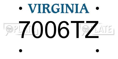 7006TZ Virginia License Plate