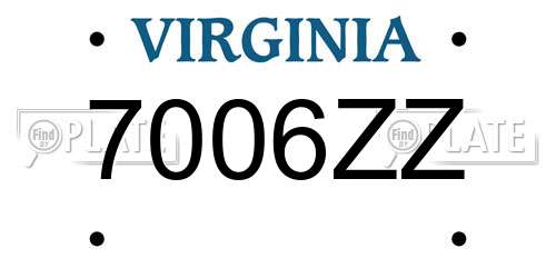 7006ZZ Virginia License Plate