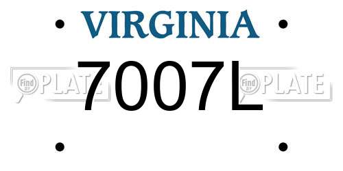 7007L Virginia License Plate