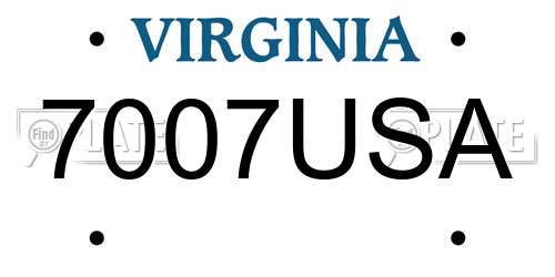 7007USA Virginia License Plate