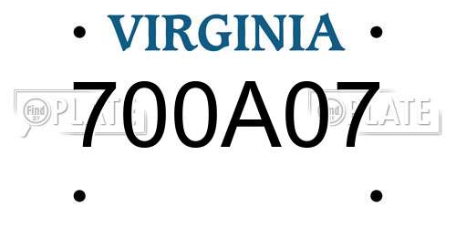 700A07 Virginia License Plate