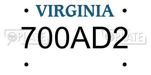 700AD2 Virginia License Plate