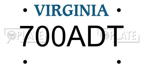 700ADT Virginia License Plate