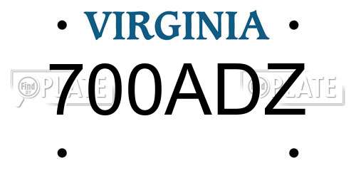 700ADZ Virginia License Plate