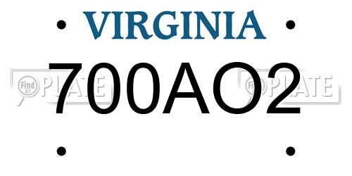 700AO2 Virginia License Plate