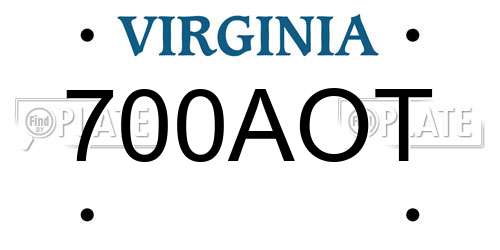 700AOT Virginia License Plate