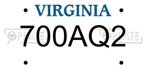 700AQ2 Virginia License Plate