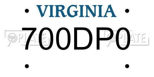 700DP0 Virginia License Plate
