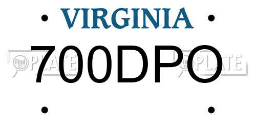 700DPO Virginia License Plate