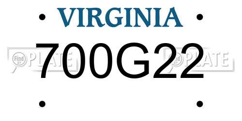 700G22 Virginia License Plate
