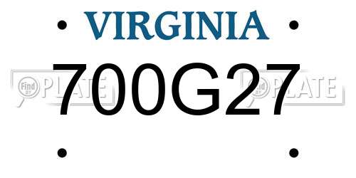 700G27 Virginia License Plate