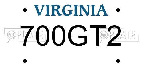 700GT2 Virginia License Plate