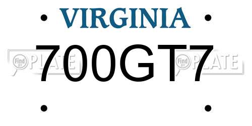 700GT7 Virginia License Plate