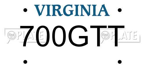 700GTT Virginia License Plate