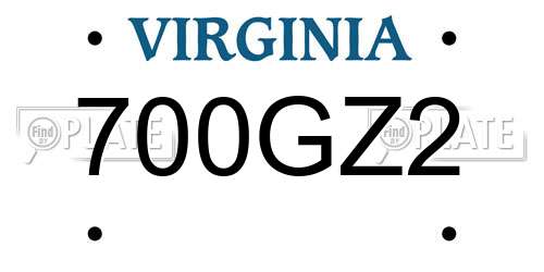 700GZ2 Virginia License Plate