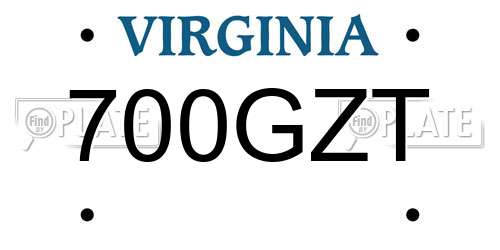 700GZT Virginia License Plate