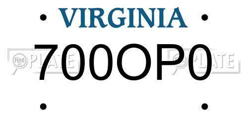 700OP0 Virginia License Plate