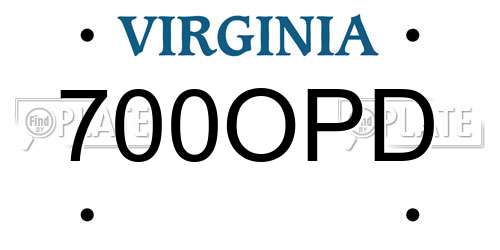 700OPD Virginia License Plate