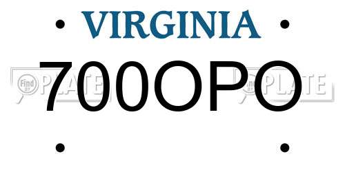 700OPO Virginia License Plate