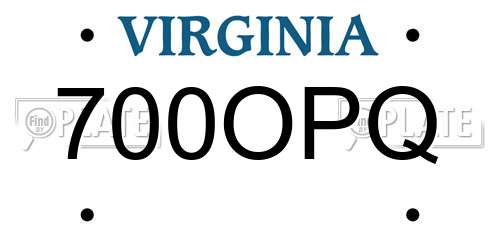 700OPQ Virginia License Plate