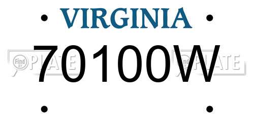 70100W Virginia License Plate