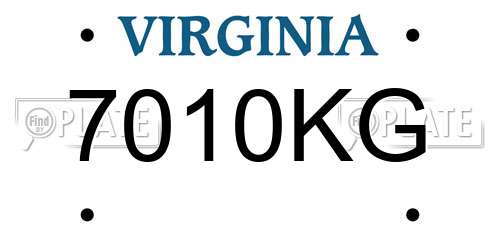 7010KG Virginia License Plate