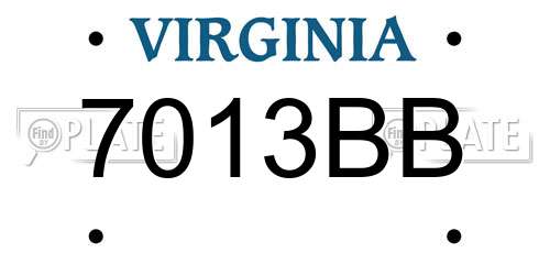 7013BB Virginia License Plate