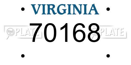 70168 Virginia License Plate