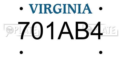 701AB4 Virginia License Plate