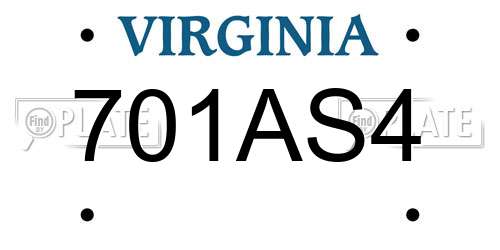 701AS4 Virginia License Plate