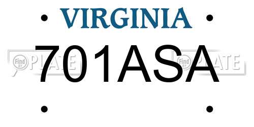 701ASA Virginia License Plate