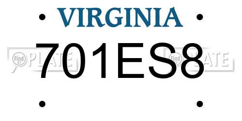 701ES8 Virginia License Plate