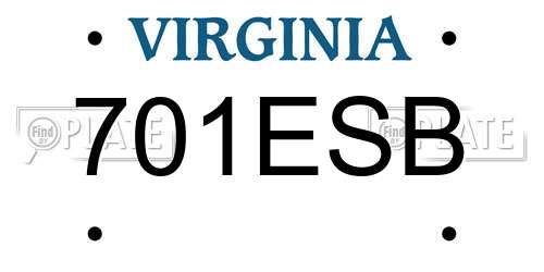 701ESB Virginia License Plate