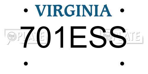 701ESS Virginia License Plate
