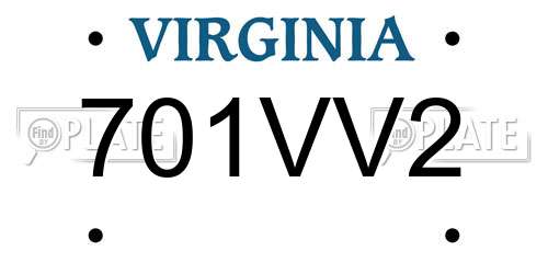 701VV2 Virginia License Plate