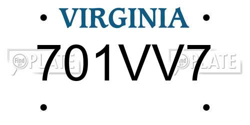 701VV7 Virginia License Plate
